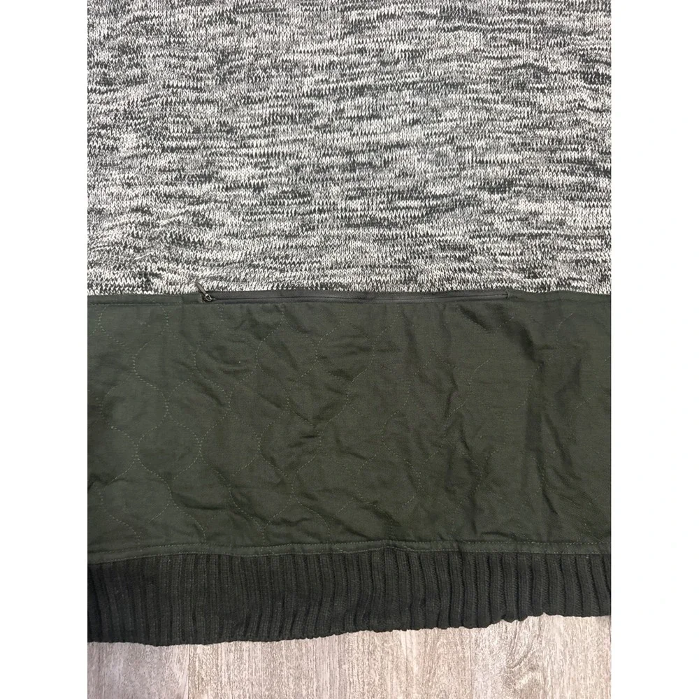 Born‎ Fly Mens 2XL Marled Knit Crewneck Sweater Olive Green Utility Quilted Back